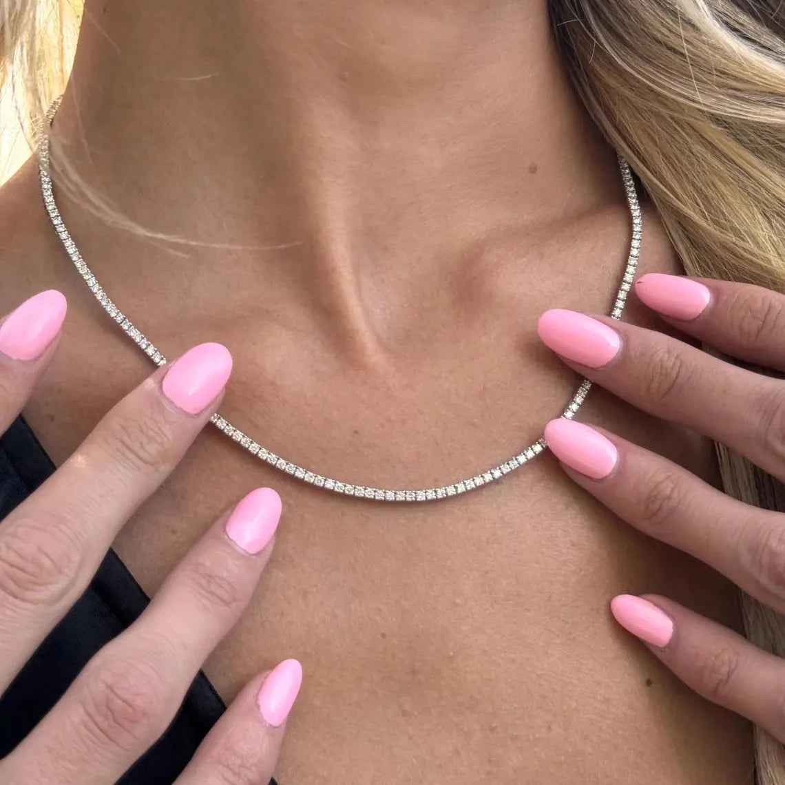 Tennis Necklace HPHT CVD Lab Grown Diamond DEF VS-VVS 2mm-5mm Each Stackable In Platinum 950 Necklace Gift Dainty For Lady