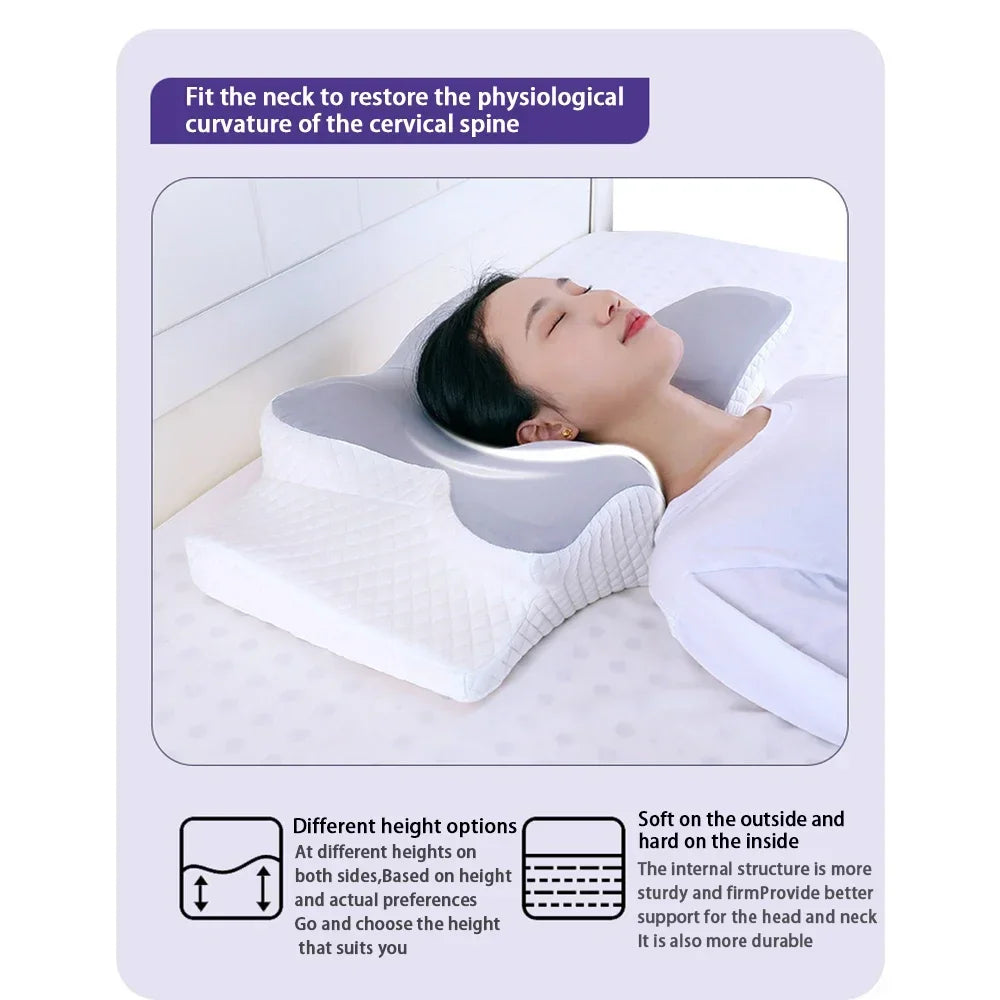 メモリーフォーム枕、スローバウンスネックピロー、痛み緩和、睡眠枕