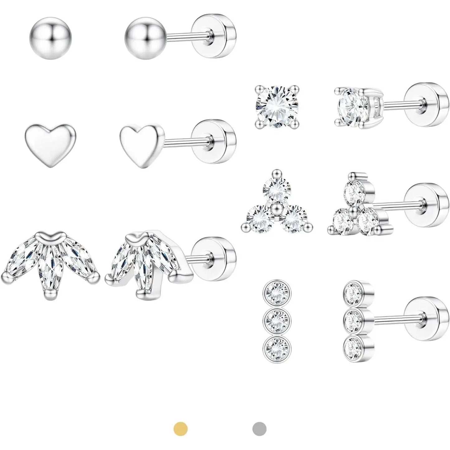 FASACCO Flat Back Stainless Steel Stud Earrings for Women 14K Gold-plated Cartilage Earring Helix Conch Tragus Piercing Jewelry