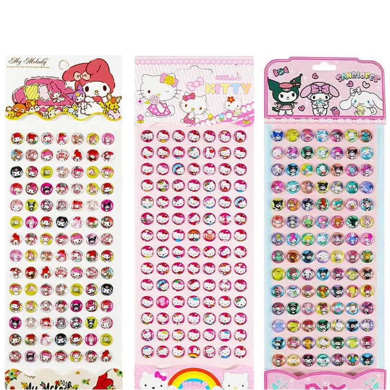 Sanrio My Melody Gemstone Stickers For Kids Cartoon 98 3D Diamond Sticker Kuromi Hello Kitty long card Child&Girls Cute Toy Gift
