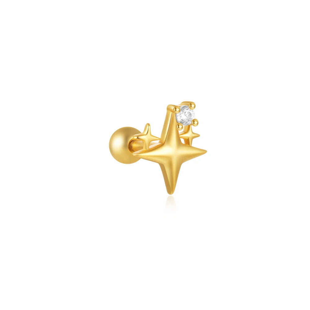Aide 925 Sterling Silver 1pc Geometry Multi Piercing Stud Earrings For Women K Gold Simple Elegant Tassel Jewelry Gift Pendiente