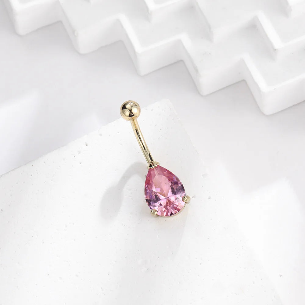 1PCS Crystal Belly Button Rings Surgical Steel Heart Navel Piercing Sexy Flower Belly Rings Body Piercing Ombligo Navel Rings
