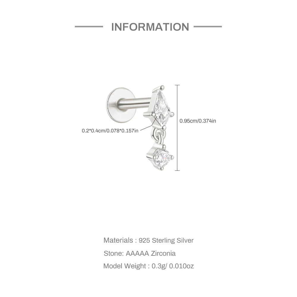 Aide 925 Sterling Silver 1pc Geometry Multi Piercing Stud Earrings For Women K Gold Simple Elegant Tassel Jewelry Gift Pendiente