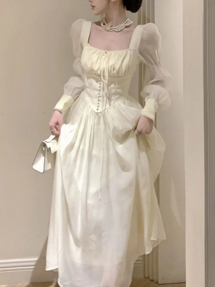 エレガントなファッションカジュアルミディパーティードレスレディース秋ヴィンテージAラインバースデーワンピースVestidos女性シックローブ女性新作