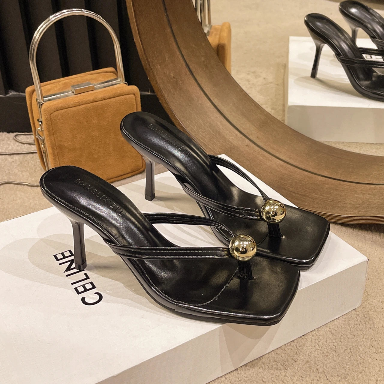 Women High Heels Slippers Designer Heeled Sandals Elegant Shoes Woman Summer 2025 Trend Fashion Fliop Flops Casual Slides Muje