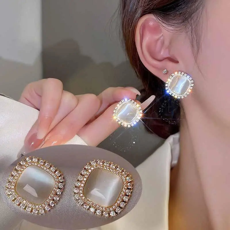 925 Silver Needle Korean Fashion Dream Colorful Crystal Earrings For Women Jewelry 2025 Trending Luxury Cube Sugar Stud Earrings