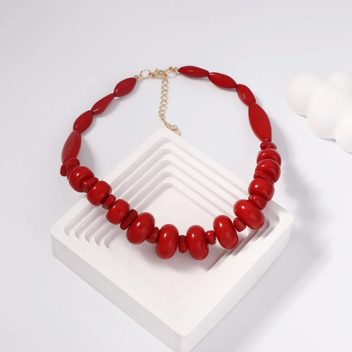 Crossborder sales of Bohemian style double layer wear resin coral necklace women's fashion personality plant red goth halloween