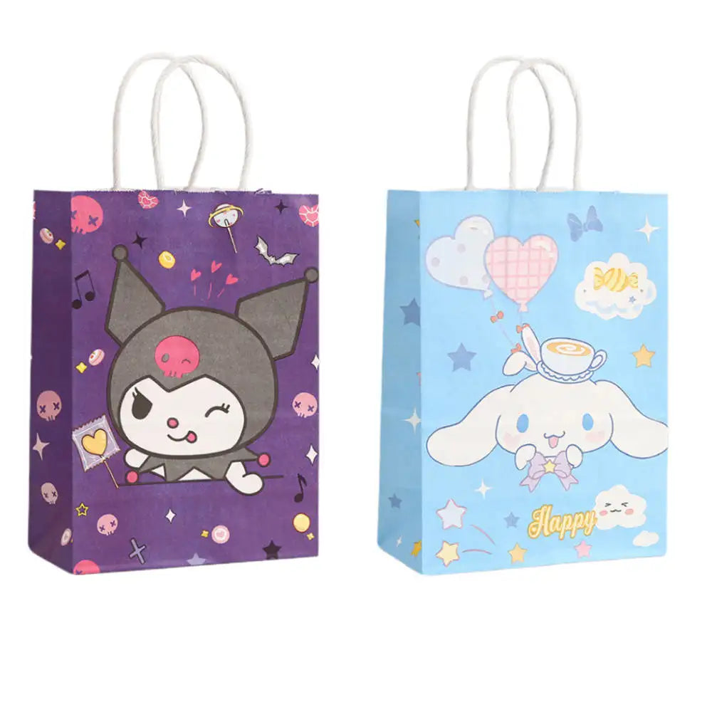2/4/6/12/20pcs Sanrio Series Kuromi 21x15x8cm Kraft Paper Bag Anime Cartoon Print Children Party Supplies Candy Gift Bag Handbag