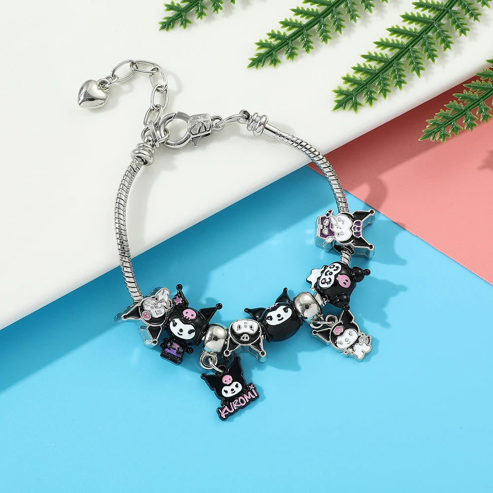 Sanrio Cute Kuromi Popular DIY String Accessory Bracelet Anime Characters Kuromi Kawaii String Bracelet for Best Girlfriend Gift