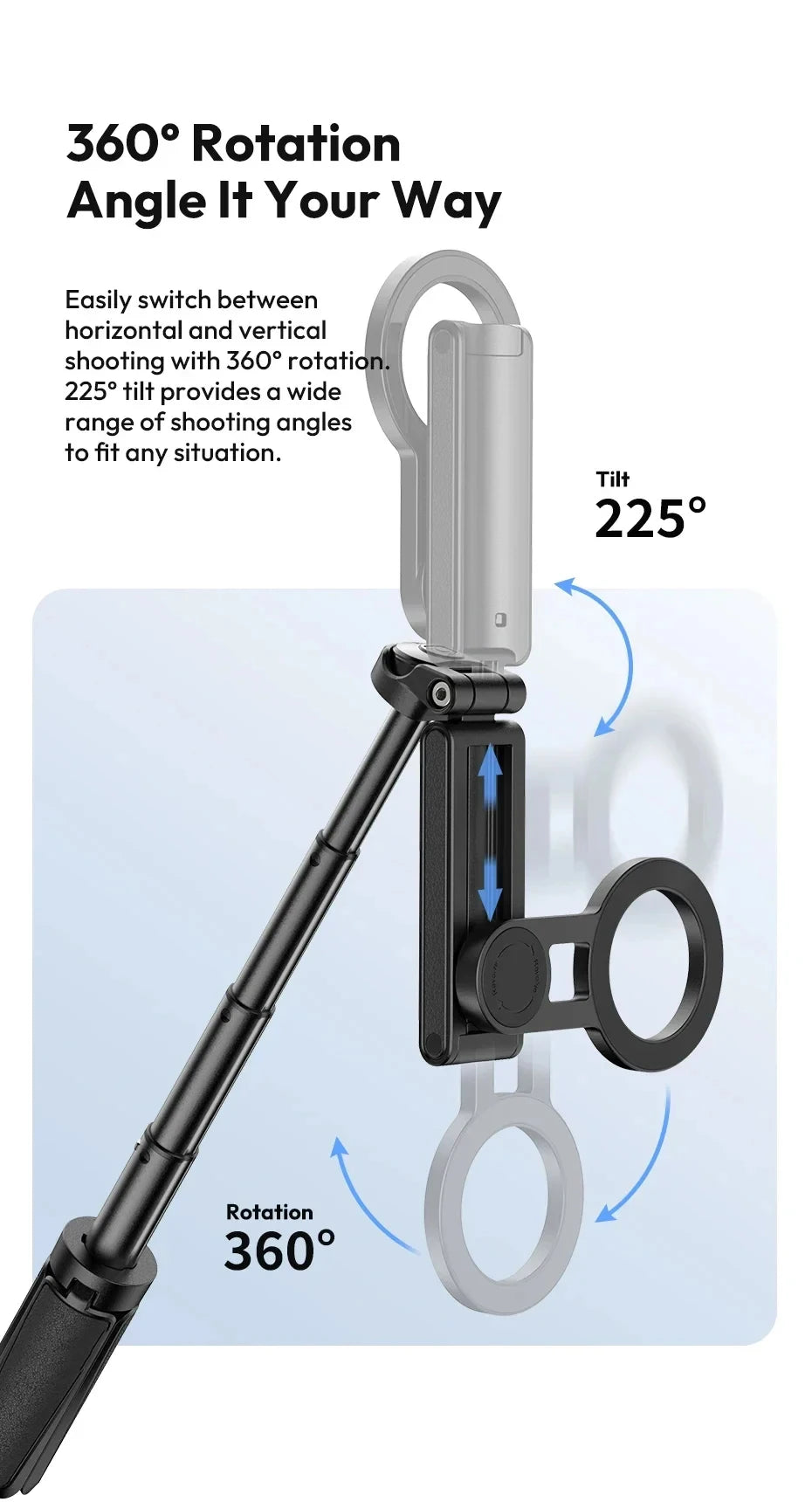 Magesafe Phone Grip Tripod Selfie Stick Magnetic Phone Tripod Wireless Bluetooth With Remote For iPhone Android Universal All