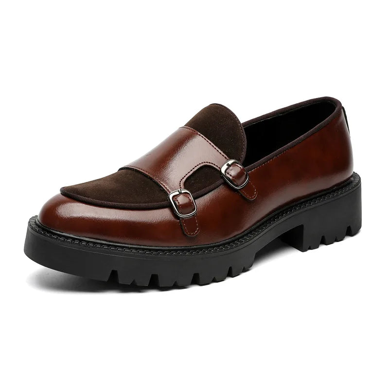 2025 Loafers Men Leather Shoes Thick-soled British Style Black Formal Business Shoes Fashion Luxury Slip-On Casual Shoes