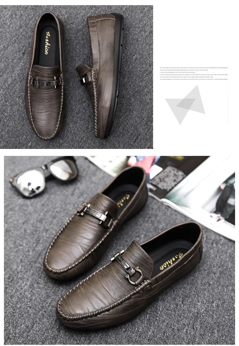Men Loafers Shoes for Men Luxury Business Dress Shoes Comfy Slip-on Drive Moccasins Footwear Male Brand Leather Boat Shoes Men