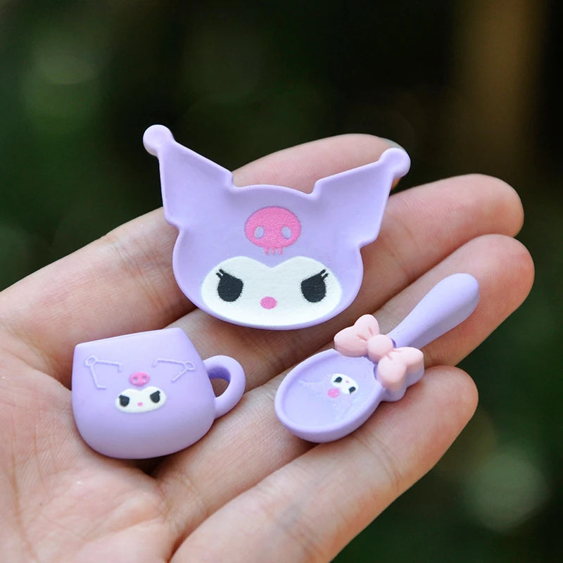3pcs Sanrio My Melody Accessory Accessories For Children's Kitchen DIY Simulation Toy Kuromi Cinnamoroll Room Ornaments