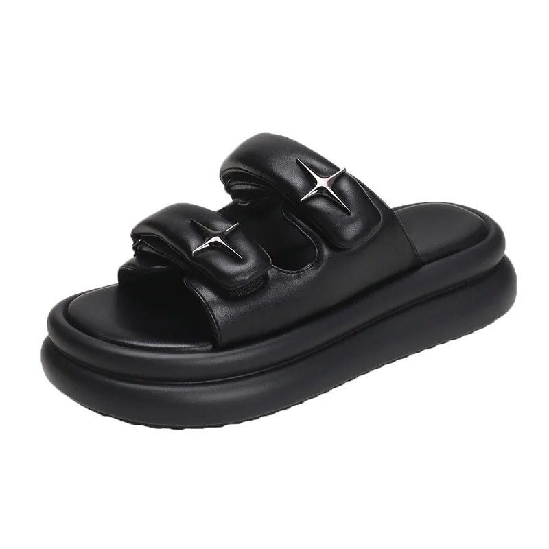 Slippers for Women 2023 Summer New Fashion New Designer Platform Slippers Female Solid Color Fashion Casual Flip Flops Women