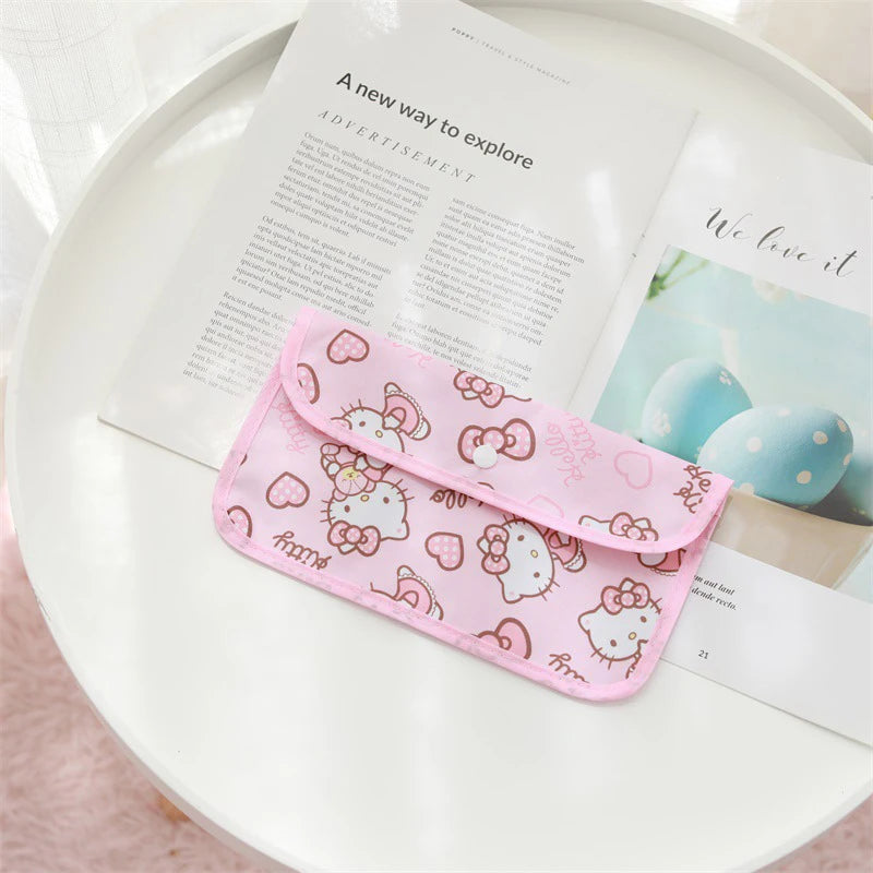 Sanrio Kuromi Waterproof Mask Storage Bag Melody Portable Small Item Storage Bag Cosmetic Bag Oxford Cloth Receipt Bag