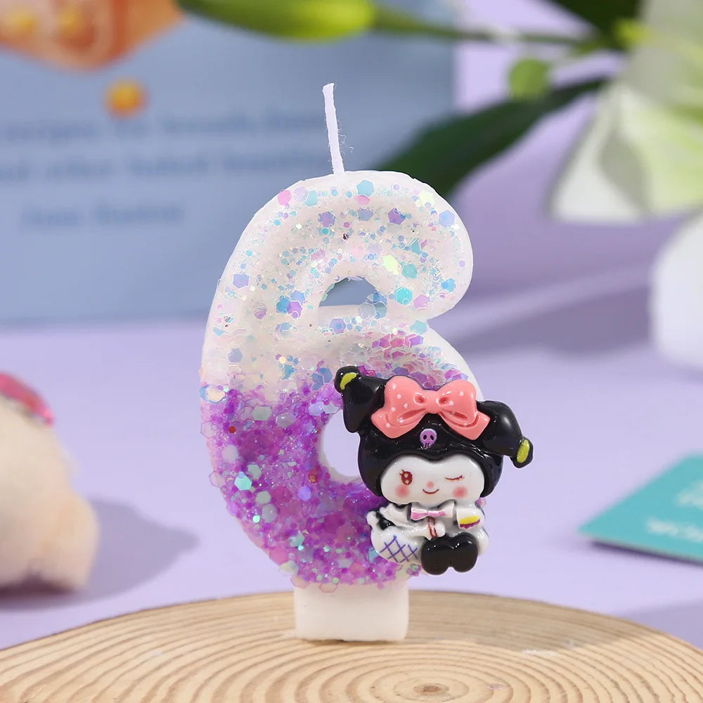 Kawaii Kuromi Birthday Candle Sanrio Purple 0-9 number Candles Birthday Cake Decoration Anniversary Party Candles Scene supplies