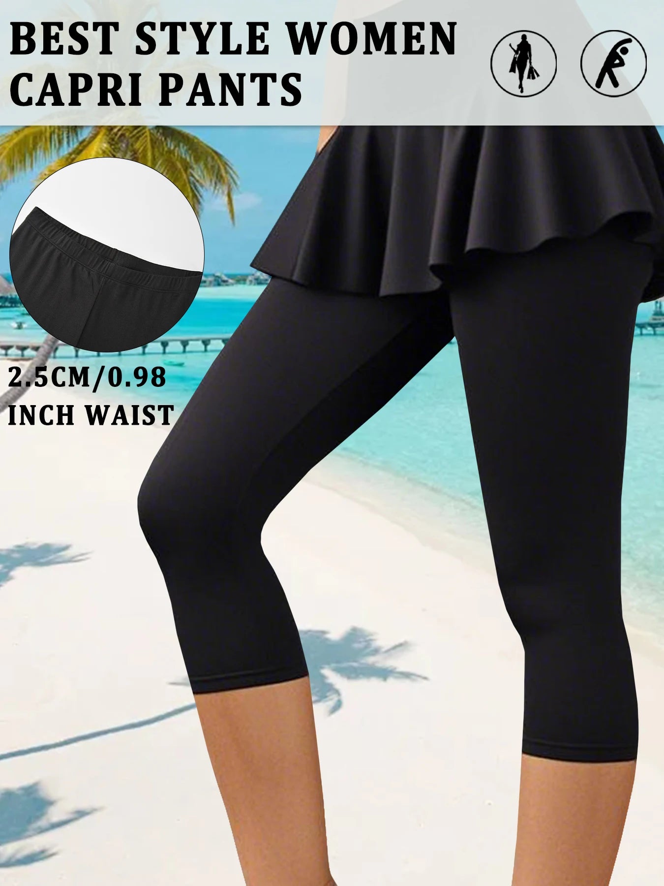 Women's Super Soft Capri Pants High Stretchy Breathable Pants No See Through Workout Running Yoga Athletic Pants Gym Leggings
