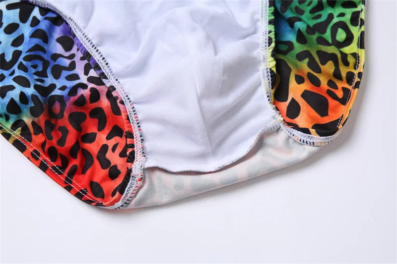 Men's Swimwear Swimsuit Beach Low Waist Briefs Swimsuit Leopard Digital Printing Crochet Bikini Surfing Swim Wear Bathing Suit