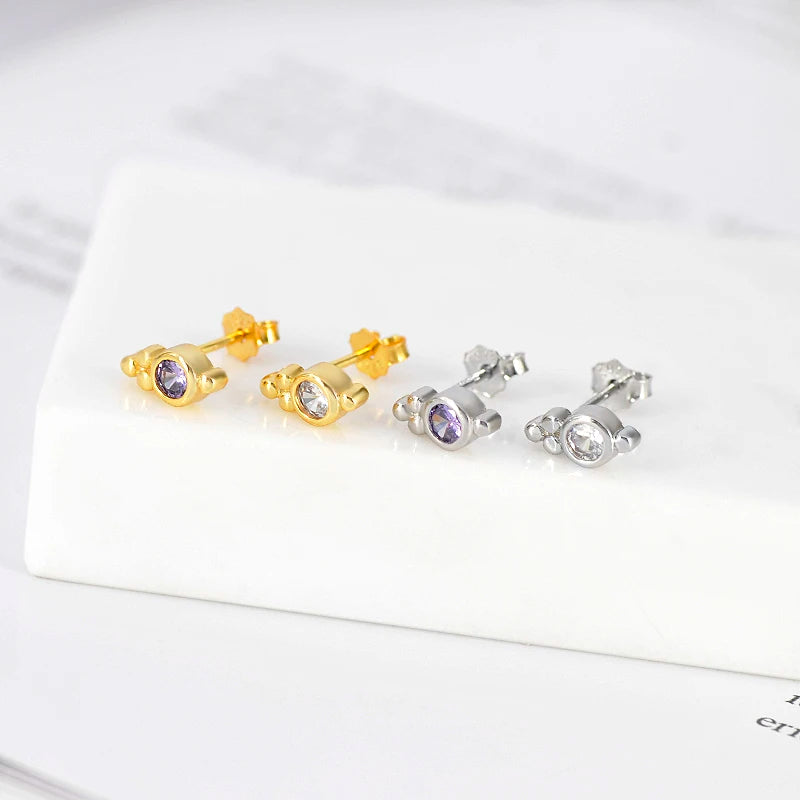 925 Sterling Silver Ear Needle White Crystal Hoop Earrings For Women vintage Piercing Pendientes Earrings Jewelry Accessories