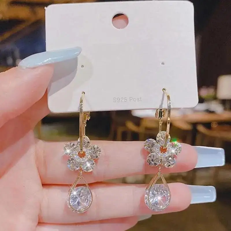 925 Silver Needle Blue Purple Butterfly Long Tassel Earrings For Women Jewelry 2025 Trending New Korean Crystal Drop Earrings