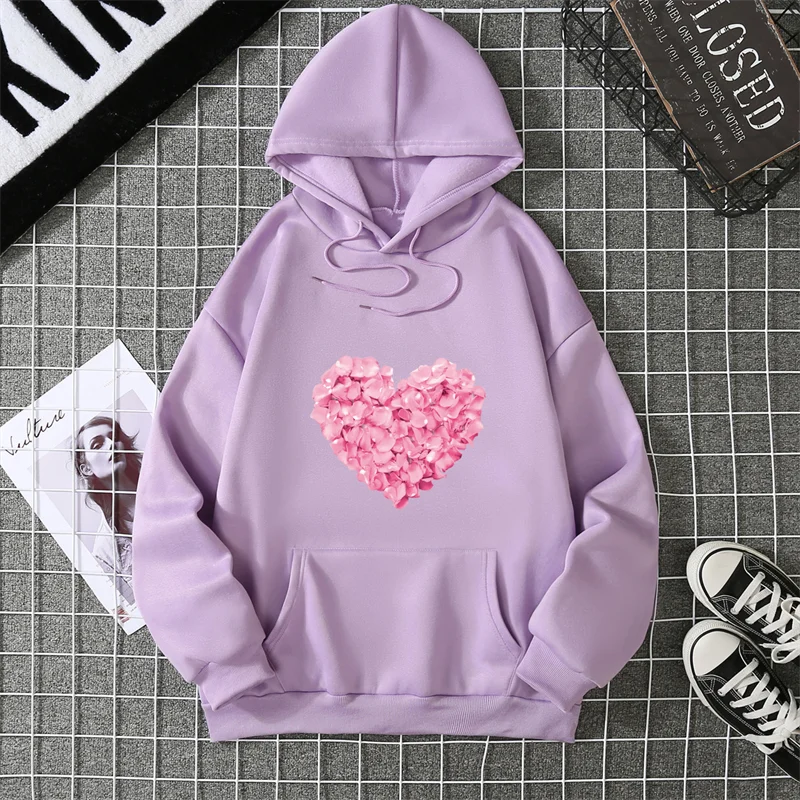 2025 Heart Shape Print Graphic Hoodies Cute Clothing Fashion Loose Pullover Sweatshirt Casual Girl Hoody Tops CYXX281