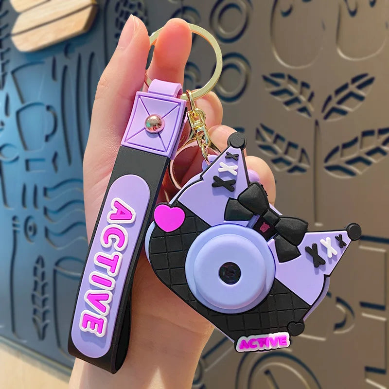 Sanrio Kuromi Projection Camera Keychain Cartoon Student Backpack Ornament Car Ornament Small Figurine Ornament Children Toy