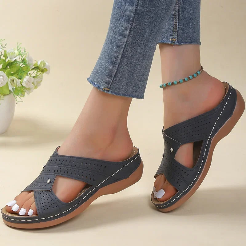 Sandals Women Summer Shoes Women Elegant Low Heels Sandals Summer Slippers Zapatos Mujer Wedge Heeled Sandals Female 2024