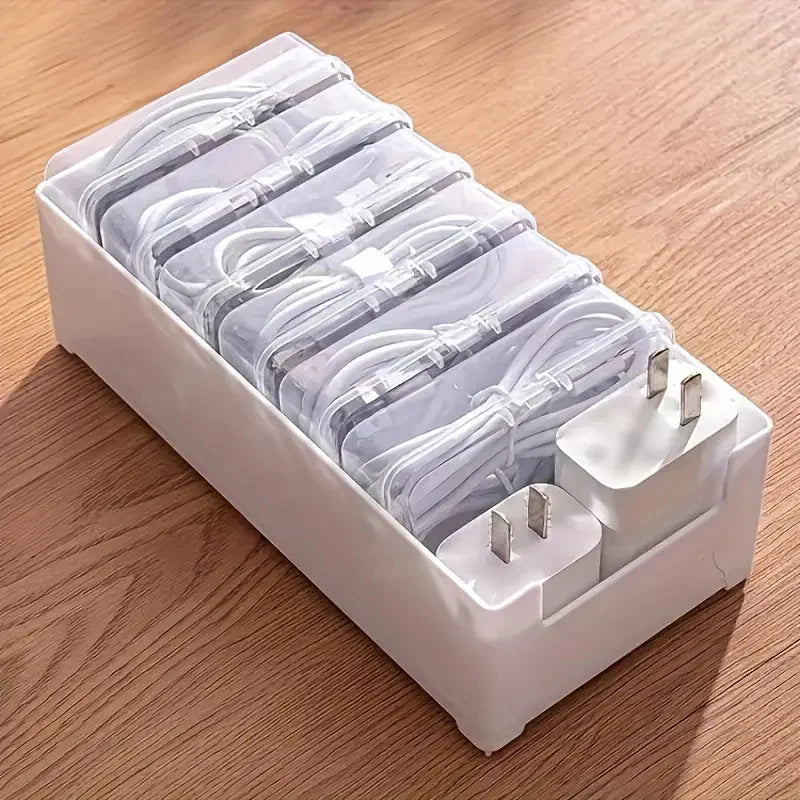 Cable Organizer Storage Box Set Durable Plastic Daily Office Supplies Sundries Charging Cord & Mobile Device Management Storage