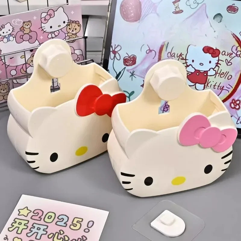 Sanrio Bathroom Shelf Punch-Free Hello Kitty Sink Yoothbrush Toothpaste Comb Storage Box Household Products Decorative Organiser