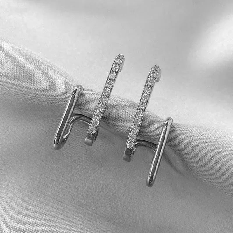 925 Silver Needle Korean Fashion Zircon Geometric Earrings For Women Jewelry 2025 Trending Luxury Crystal Cross Stud Earrings