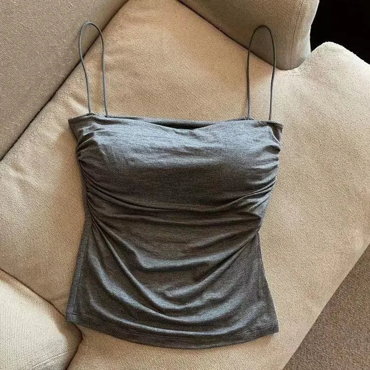 2024 Women Halter Top Summer Korean Style Trend Fashion Built in Women Bra Stretch Women Beach Everyday Casual Tank Top