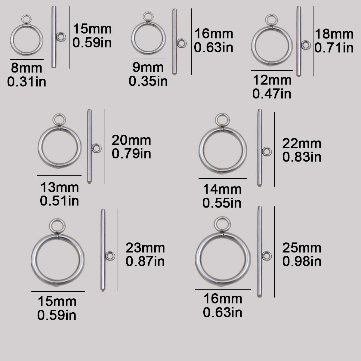 Stainless Steel OT Rings&Toggle Clasps Round Bar For Jewelry Making Necklaces Bracelets Pendants DIY Handmade Accessories