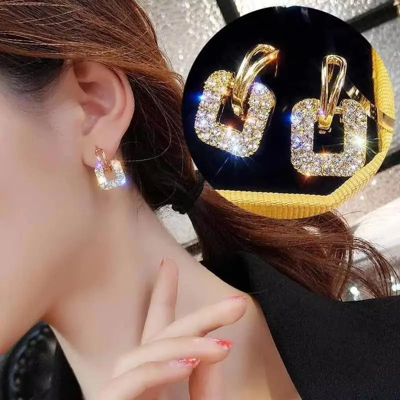 925 Silver Needle Korean Fashion Crystal Heart Earrings For Women Jewelry 2025 Trending New Luxury Women's Hoop Earrings Z40