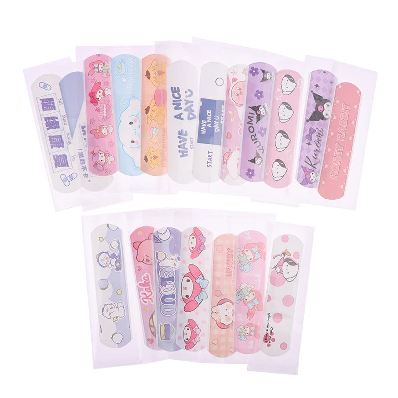 Sanrio Bandaid Kawaii Hello Kitty Band Aid Anime Kuromi Waterproof Breathable Adhesive Bandages Cartoon Printed Portable Sticker