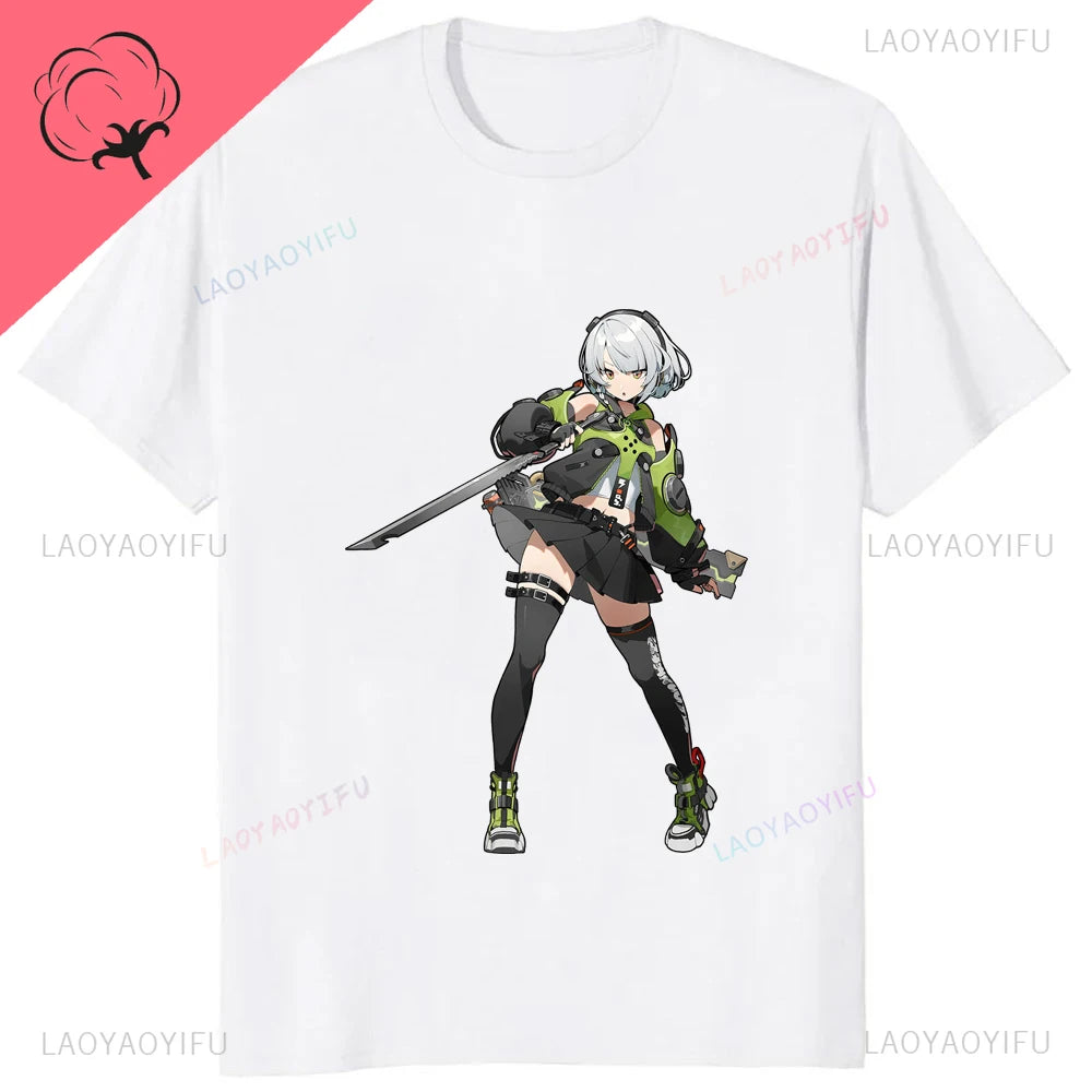 Kawaii Zenless Zone Zero T-Shirt ACG ARPG Game Fans Cosplay Graphic T Shirt Cotton Casual Fashion Streetwear Man Women Tshirt