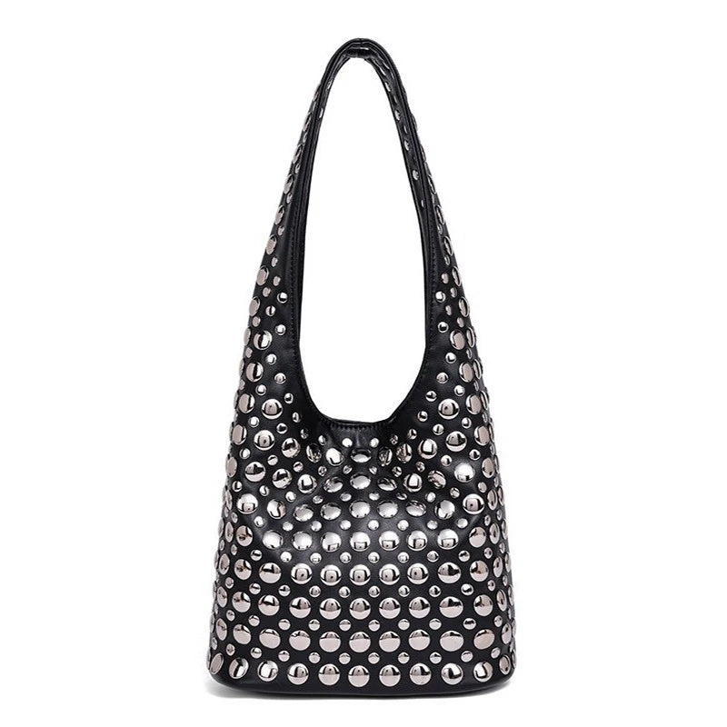 Designer Women's Geometric Shoulder Bag Luxury Shiny Rivet Handmade Clutch Top Brand Fashion Party Evening Purse