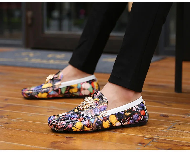 Luxury Loafers Men Fashion Printed Leather Shoes Designer Moccasin for Man Party Shoes Comfortable Flats Driving Shoes Male
