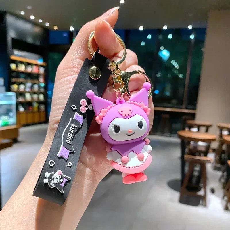 Kawaii Sanrio Hello Kitty Keychain My Melody Kuromi Cinnamoroll Pompom Purin Pendant Keyring Cute Littletwinstars Keychains Toys