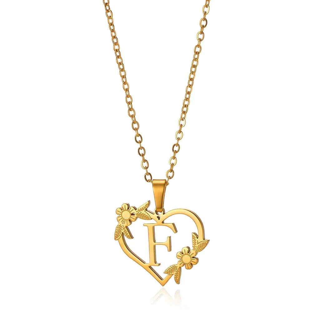 Initial Letter Stainless Steel Pendant Necklace for Women Fashion Gold Color Chain A-Z Alphabet Clavicle Necklaces Jewelry Gift