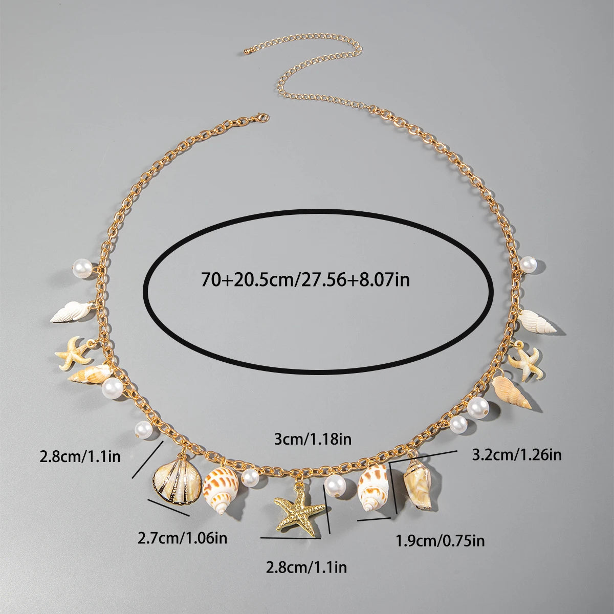 Docona Bohemian Sea Star Conch Waist Chain Women Summer Beach Party Shell Imitation Pearl Body Chain Holiday Accessories