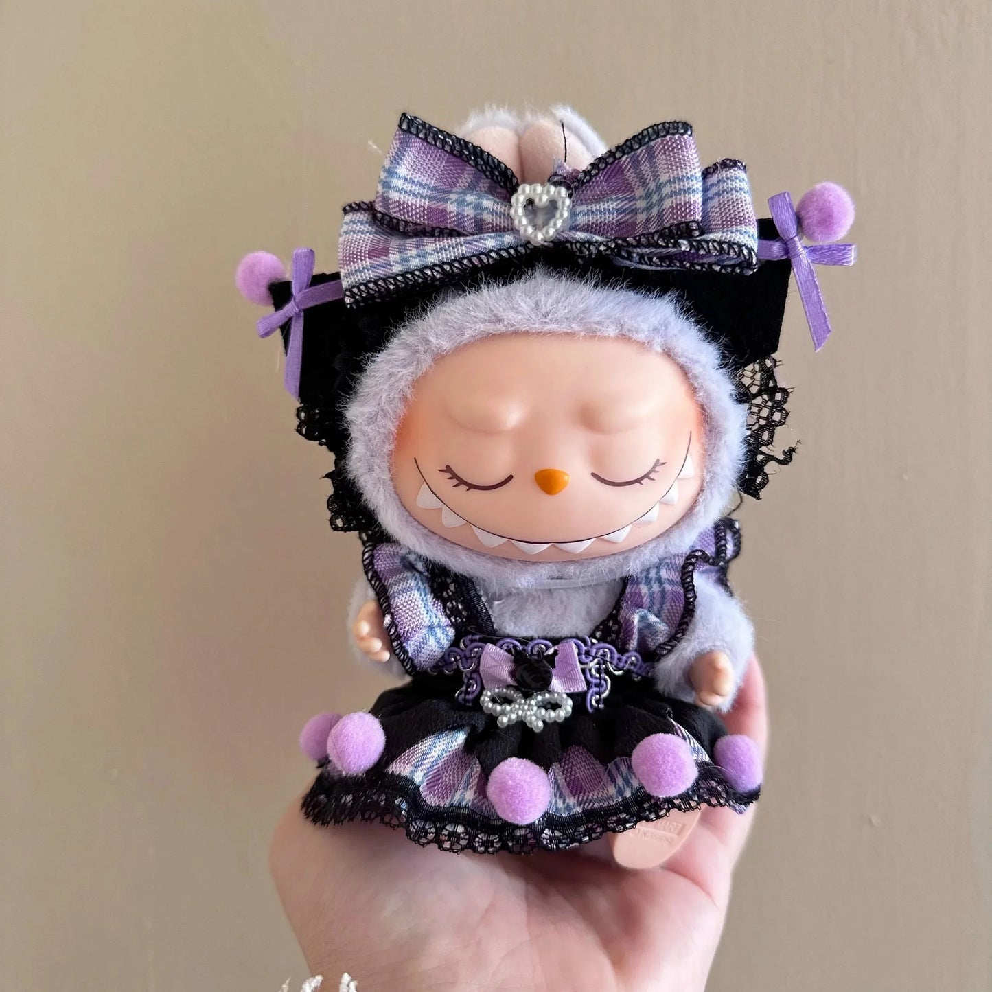 For 17cm Doll'S Clothes Outfit Accessories For Korea Kpop Kuromi Labubu clothes purple dress Clothing Gift