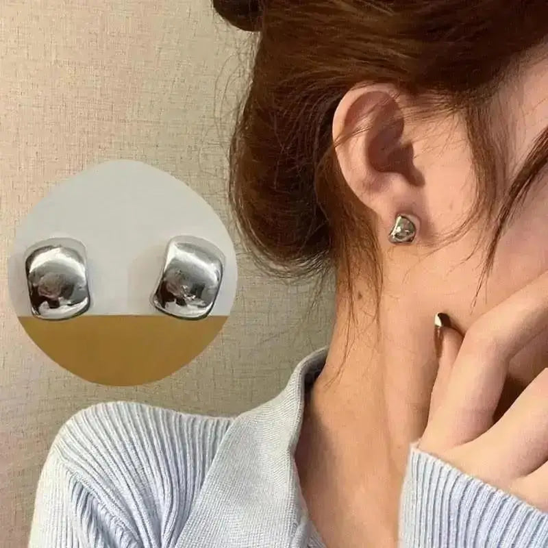 925 Silver Needle Korean Big Elegant Earrings For Woman Metal Jewelry 2025 Trending Vintage Geometric Women's Earrings Z40