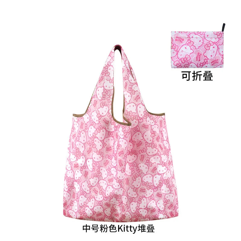 New Hello Kitty Supermarket Shopping Bag Large Capacity Bag Cartoon kuromi Portable Foldable Cloth Bag Shoulder Bag