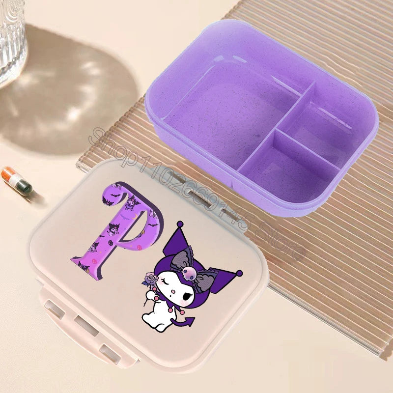 Kuromi Bento Lunch Box Sanrio Cartoon Letter A-Z Lunch Box Cute Girls School Food Storage Containers Children Birthday Gifts