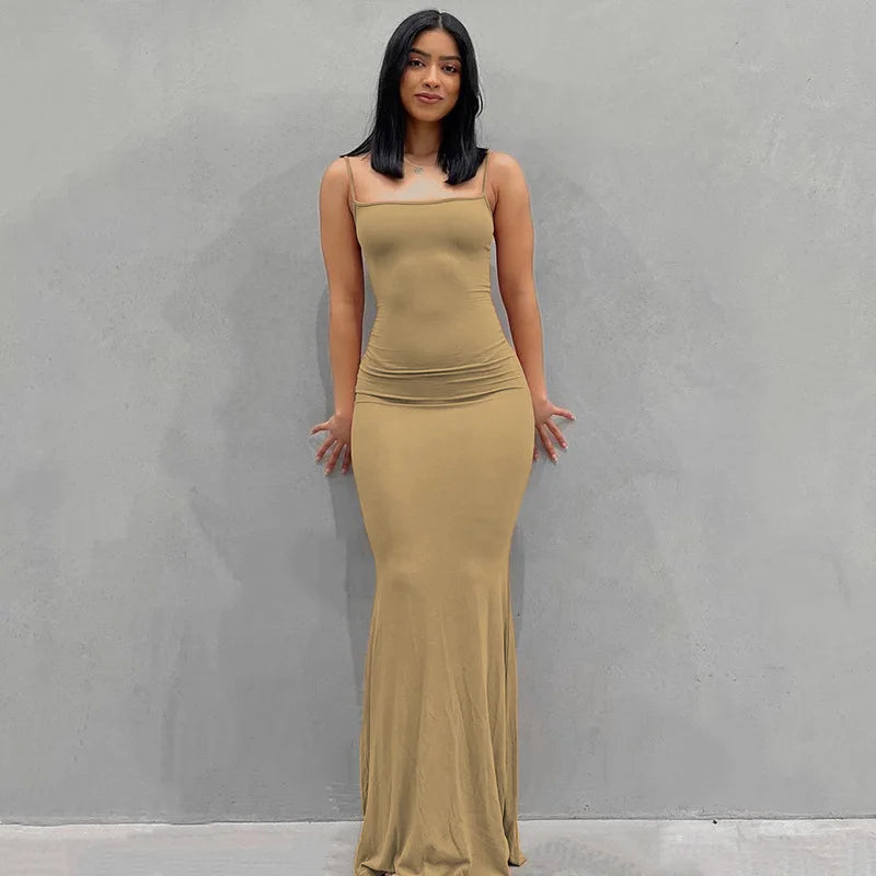 Satin Slip Sleeveless Backless Maxi Dress Women 2025 Y2K Summer Bodycon Elegant Sexy Outfits Ladies Birthday Party Club Sundress