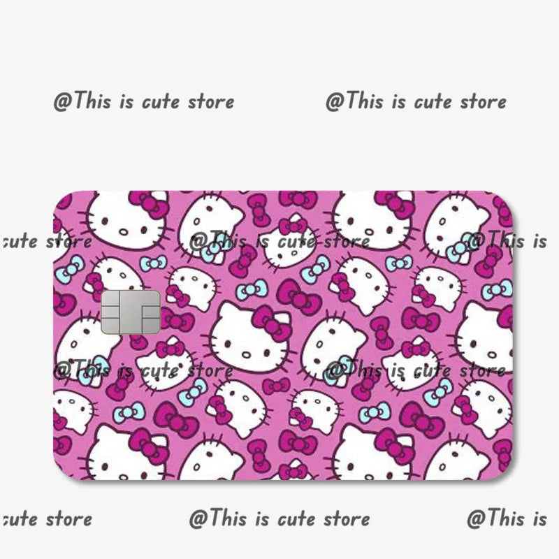Sanrios Hello Kittys Kuromi Credit Card Skin Stickers for Bank Card Bus Anime Rilakkuma Metro Card Sticker Waterproof Girls Gift