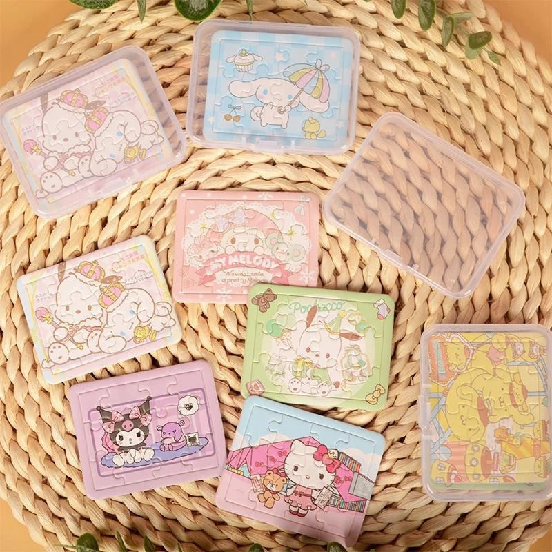 Sanrio Puzzle Kuromi Cinnamoroll Assembly Game Early Learning Educational Cartoon Hellokitty My Melody Toys Kids Gift
