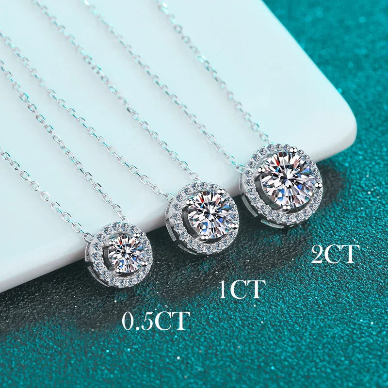 Smyoue 0.3-2CT 100% D Color Moissanite Necklace for Women Sparkling Lab Diamond Pendant 925 Sterling Silver Wedding Jewelry GRA