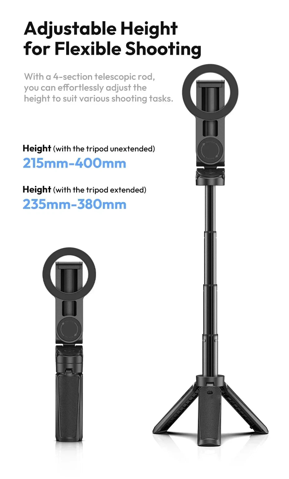 Magesafe Phone Grip Tripod Selfie Stick Magnetic Phone Tripod Wireless Bluetooth With Remote For iPhone Android Universal All