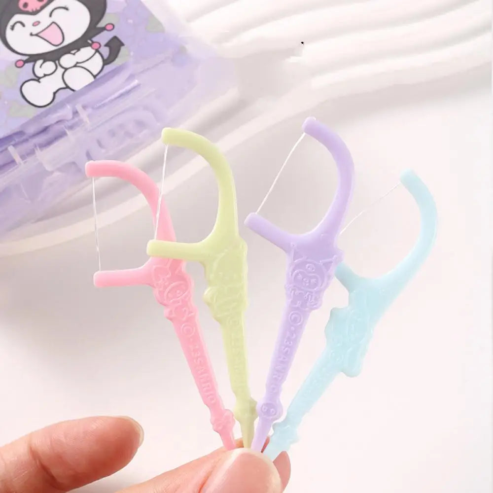 Miniso Melody Dental Floss Are Fine Elastic Have A Cute Fruity Flavor Kuromi Round Floss Boxes Are Portable for Teeth Cleaning